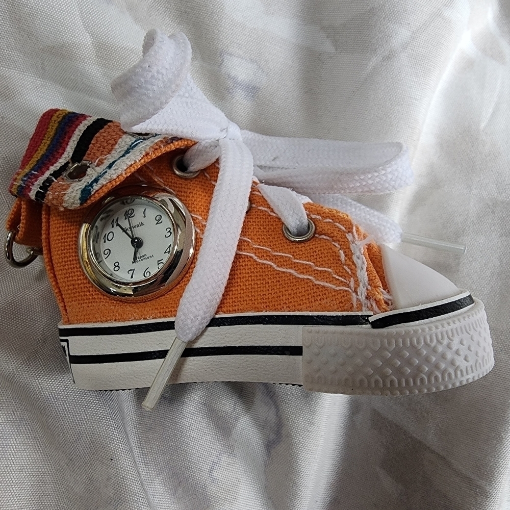 Vintage Mini Canvas Basketball Orange Tennis shoe keychain watch